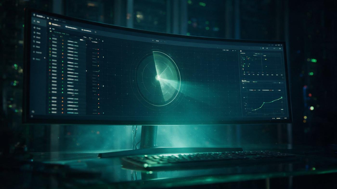 Vulnerability scan on a large screen with a list of hosts and status colors